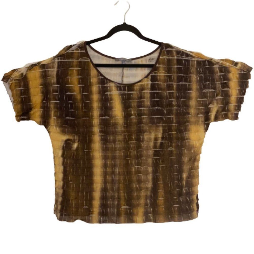 Brown and Tan blouse by NY Collection - Picture 3 of 3